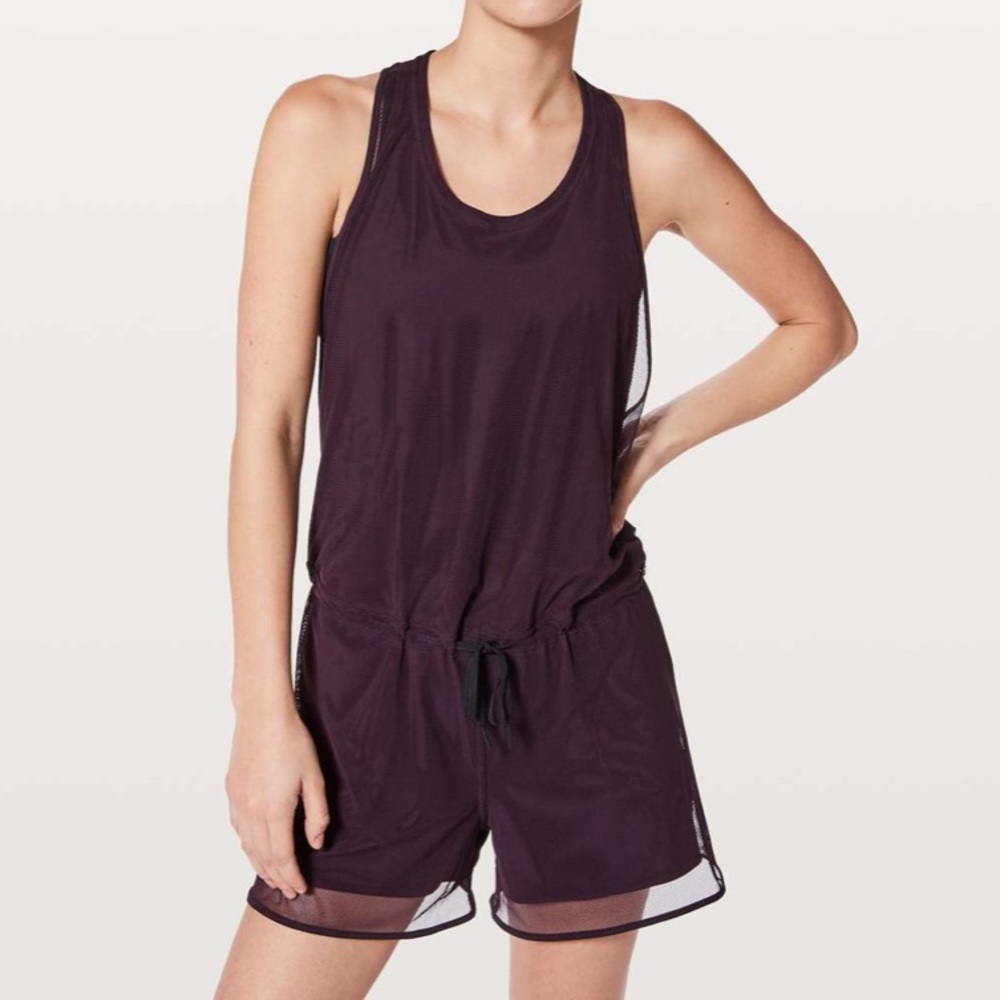 Lululemon Non-Stop Romper in Black Cherry. Size 6.